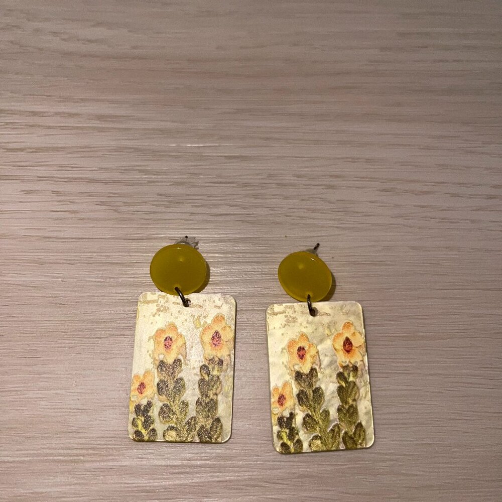 Yellow floral earrings
